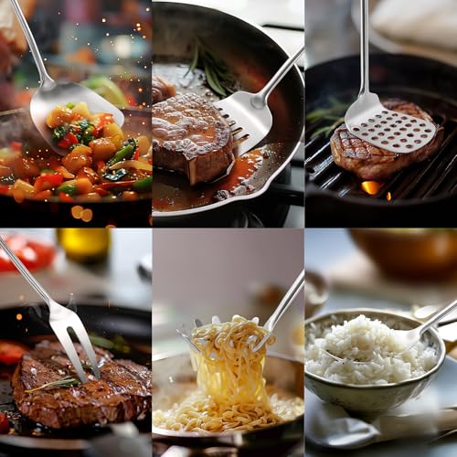 18 10 Stainless Steel Kitchen Utensils Set (Large / SILVER-10 Pieces)