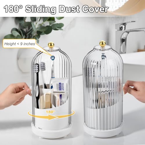 Toothbrush Holders with Cover Toothpaste Organizer for Bathroom (White)