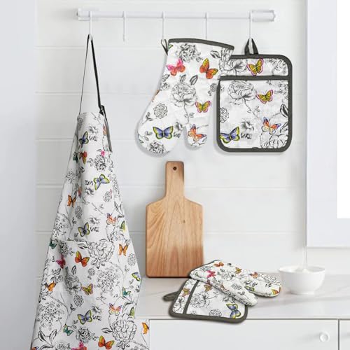 Oven Mitts and Pot Holders with Chef Apron (Butterfly)