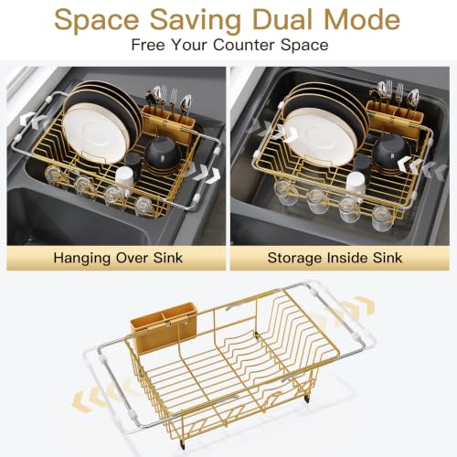 Gold Dish Drying Rack in Sink (Gold / For 12"-30"w Sink)