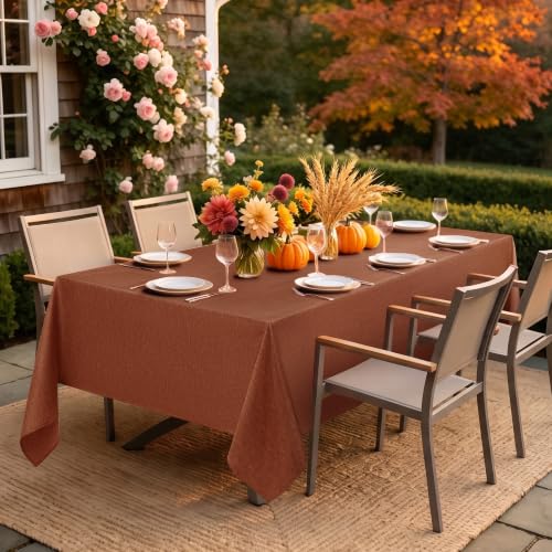 Fall Rectangle Tablecloth for Dining Table Burnt Orange (Burnt Orange / 104" x 60" (Rectangular))
