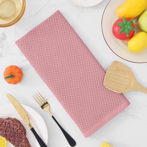 100% Cotton Waffle Weave Kitchen Dish Towels 6 (Dried Rose / 13 X 28 - 6 Pack)