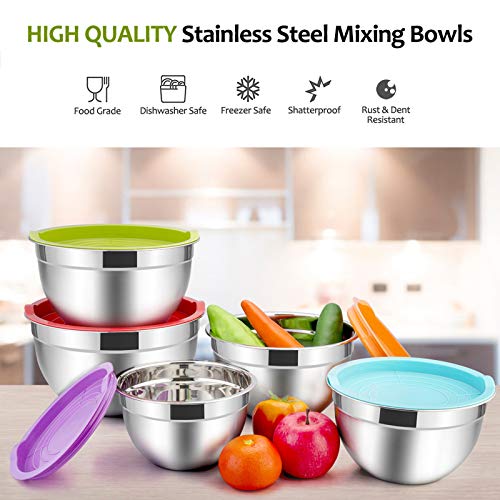 Mixing Bowls with Lids Set of 5 (Colorful)