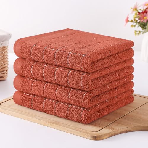 100% Cotton Terry Kitchen Dish Cloths (Rust / 13 X 28 - 8 Pack)