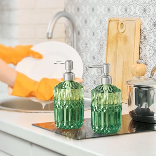 Soap Dispenser (Green & Stainless Steel - 2 Pack)