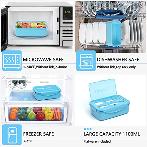 Bento Lunch Box for Adults Kids (Blue)