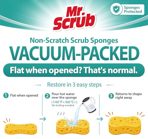 Sponges Kitchen Scrub Dish Sponge Scouring Pad (6 Pack)