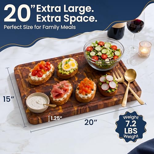 End Grain Acacia Wood Cutting Board 20x15x1.25 (End Grain / 20"L x 15"W)
