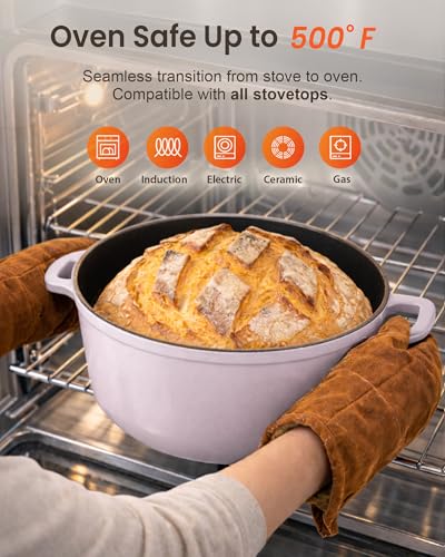 6QT Cast Iron Dutch Oven Pot with Lid (Chiffon)