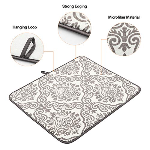 Dish Drying Mat for Kitchen Counter (Floral Vine 2P 19*15)