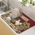 Kitchen Countertop Dish Drying Mat (Burgundy / 23" x 15")