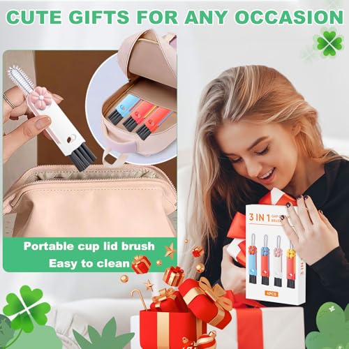3 in 1 Cup Lid Cleaning Brush (Blue, Orange, Pink, Red(4pcs))