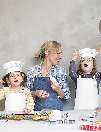 Kids Apron and Chef Hat Set with 2 Pockets White (15 Sets White)