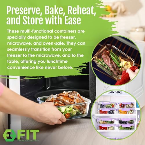 Glass Meal Prep Containers 2 & 3 Compartments with Lids 4 Pack 32 oz (Lavender (2,3 compartment - 4 pack, 32 oz))
