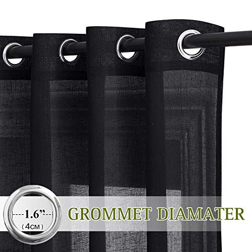 Black Sheer Curtains 84 inches Long (52"W x 84"L (Pack of 2) / Black)