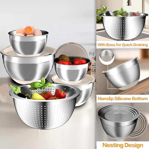 Mixing Bowls with Airtight Lids Set (Khaki)