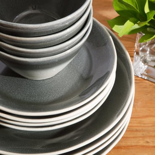 Plates and Bowls Set (Ombre Black (River Delta) / Service for 4 (12pcs))