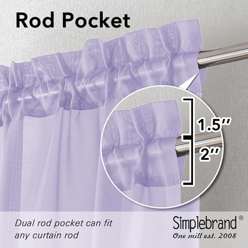 Lavender Sheer Curtains 72 Inches Long 2 Panels for Living Room (Lavender / 42"W x 72"L (Pack of 2))