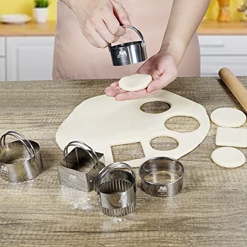 Biscuit Cutter Set for baking 2inch 2.5inch 3inch 3.5inch 4inch 5inch large size Round Cookies Cutter with Handle Professional Baking Dough Tools 6pcs set (6pcs with handle(2-5in))