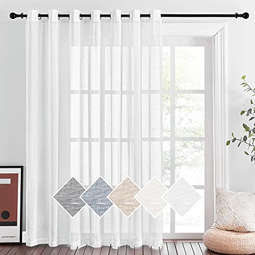 White Sheer Curtains for Sliding Glass Door (100"W x 84"L (Pack of 1) / White)