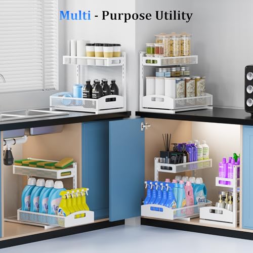Metal Under Sink Organizer (white / Large-2 pack)