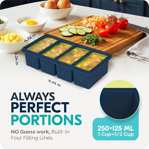 Silicone Freezer Trays with Lids (Dark Blue)
