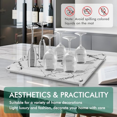 Kitchen Stone Dish Drying Mat (Marble-LightGray / 15.7" x 11.8")
