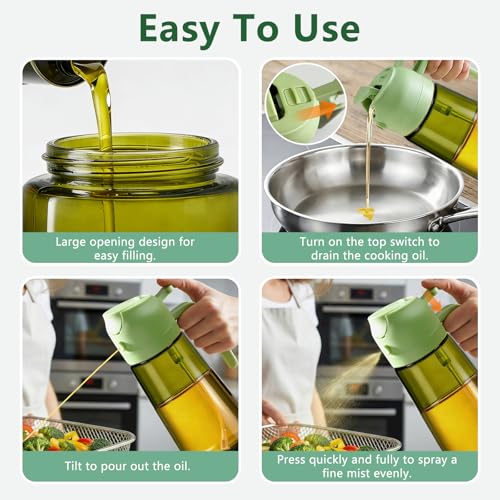 Olive Oil Sprayer & Dispenser Bottle for Cooking (Green)