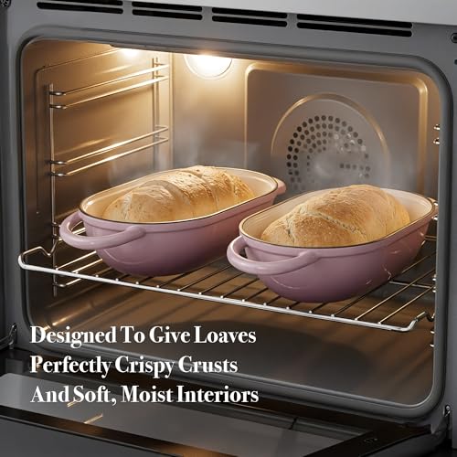 2 QT Oval Dutch Oven for Bread Baking (PINK / 2QT)