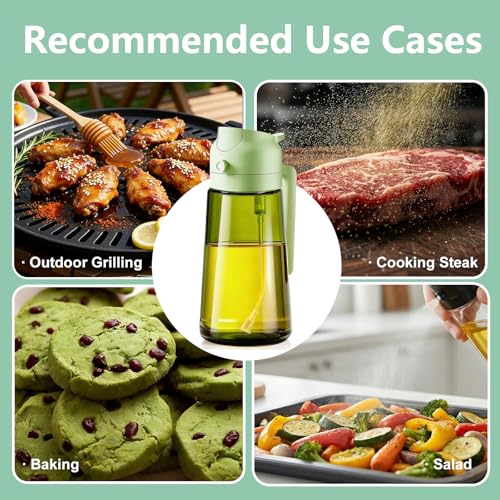 Olive Oil Sprayer & Dispenser Bottle for Cooking (Green)