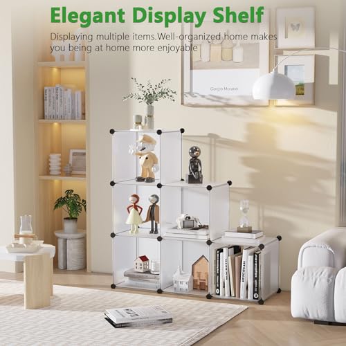 6 Cube Storage Organizer Cube Shelf Closet Storage Bookcase (Translucent White)
