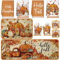10 Pcs Fall Pumpkin Kitchen Decor Set Kitchen Towels Pot Holders Oven Mitts and Rugs Set Thanksgiving Towels for Baking Cooking BBQ Autumn Home (White, Orange / Maple Leaf)