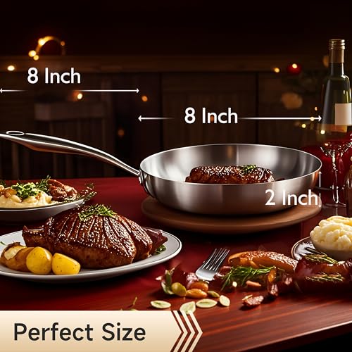 8'' Tri Ply Stainless Steel Pan with Lid