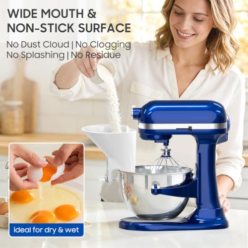 Flour Funnel for Kitchen Aid Accessories and Attachments (White)