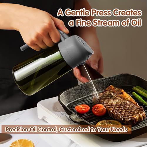16oz 470ml Dark Green Oil Sprayer for Cooking with Stickers (10_Grey)