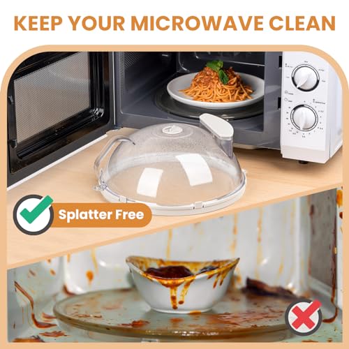 Microwave Splatter Cover with Water Steamer (10 Inch / White)