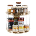 2 Tier Lazy Susan Turntable Organizer 9.25'' Rotating Spice Rack Organization for Cabinet (Amber / 9.25in 1 Pack)
