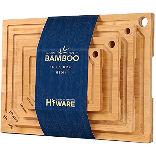 4 Piece Extra Large Bamboo Cutting Boards Set for Kitchen