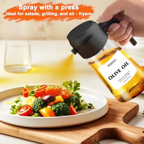 2 in 1 Glass Oil Sprayer & Dispenser (Black)