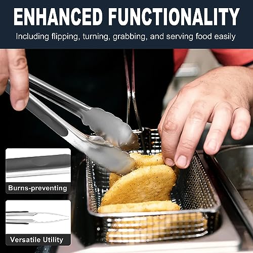 3 Pack 7" Mini Stainless Steel Locking Tongs (7 Inch / 3 Pcs Stainless Steel - Grey, Black, White)