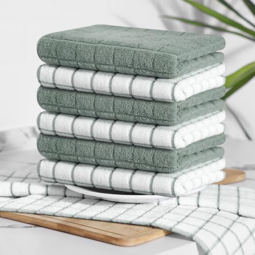 Large Premium Cotton Kitchen Towels 16"x 28" (Sage Green / 16" X 28" - 8 Pack)