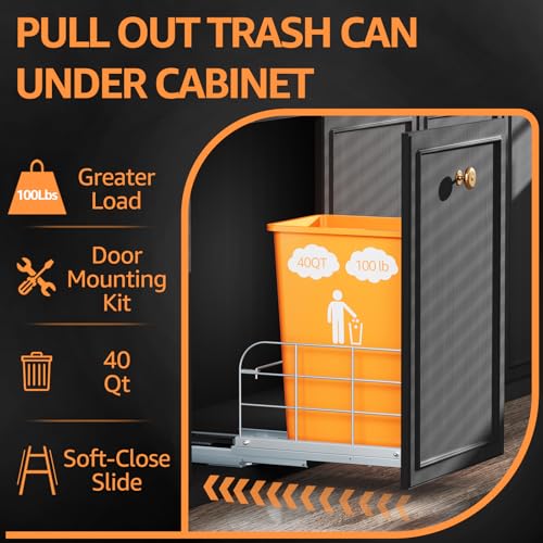 Pull Out Trash Can Under Cabinet for 40 Qt Bin (A-Single)