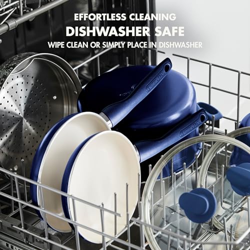 Rio Healthy Ceramic Nonstick 8" Frying Pan Skillet and Silicone Spatula Set (8" and Spatula Set / Oxford Blue)