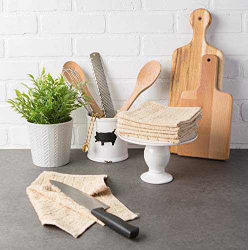 Basic Terry Collection Solid Windowpane Dishcloth Set (Beige / 12x12")