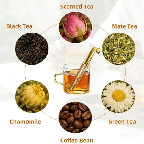 2 Pcs Tea Infuser with Hook Handle (Gold)