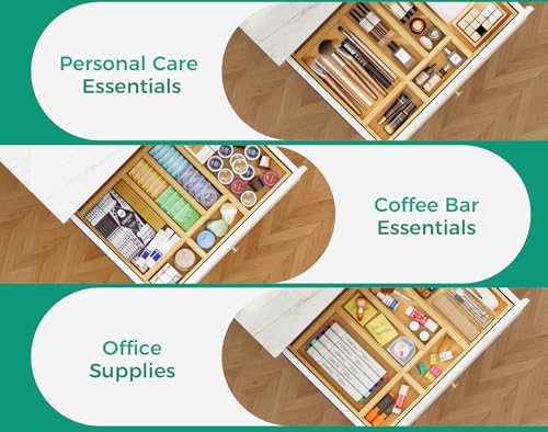 Bamboo Kitchen Drawer Organizer Set of 2 (Bamboo / 15" x 6" x 2")