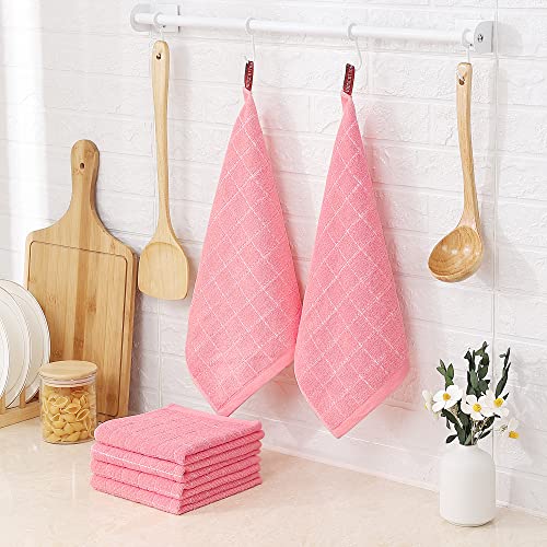 100% Cotton Terry Kitchen Dish Cloths (Pink / 12 X 12 - 6 Pack)