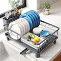 Dish Drying Rack for Small Kitchen Counter (Gray / 11" W x 15" L)