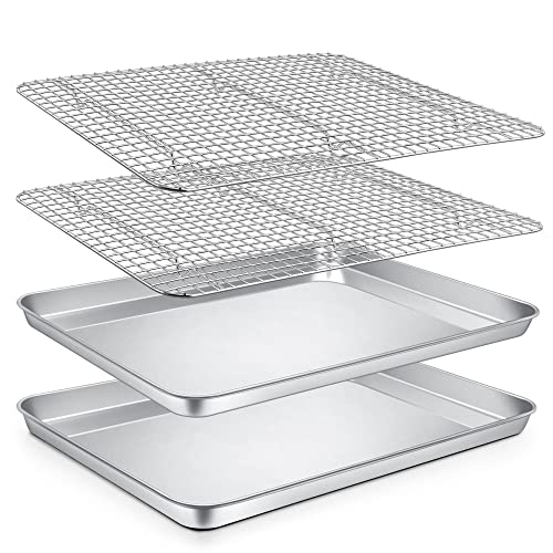 16 Inch Cookie Baking Sheet Pan with Wire Rack (16 Inch)
