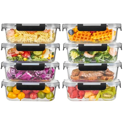 8 Pack 36OZ Glass Food Storage Containers with Lids (8 Pack-(36oz))